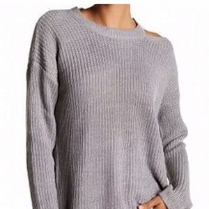 Cozy cut out shoulder thick Knit sweater